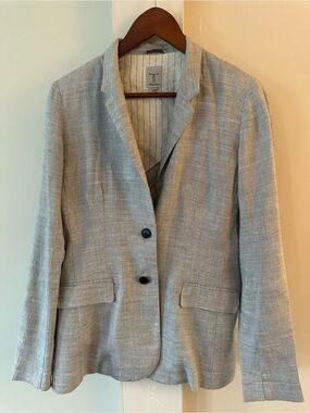 TRISTAN  LIGHTWEIGHT BLUE LINEN BLAZER, UNLINED, SLIM FIT WOMENS SZ S